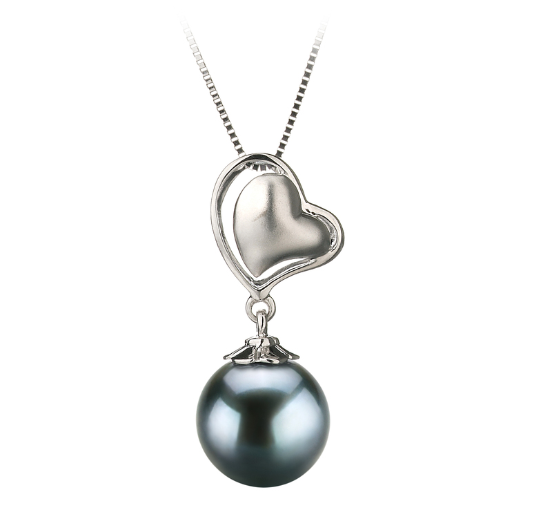 8-9mm AA Quality Japanese Akoya Cultured Pearl Pendant in Cora Black - #1