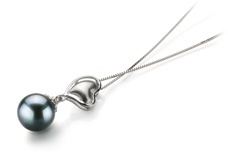 8-9mm AA Quality Japanese Akoya Cultured Pearl Pendant in Cora Black - #2