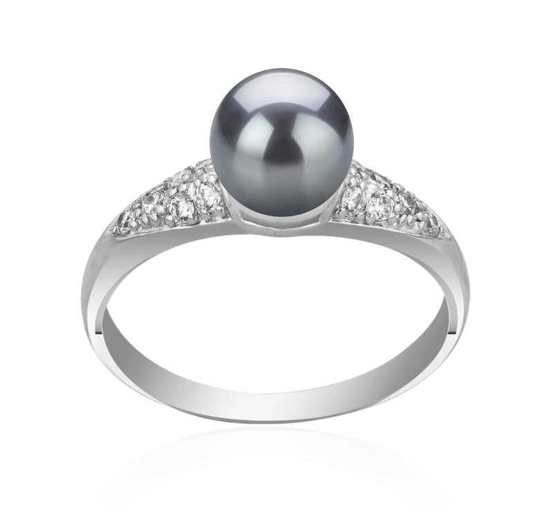 6-7mm AAAA Quality Freshwater Cultured Pearl Ring in Cristy Black - #1