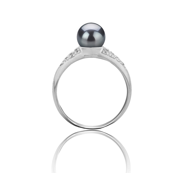 6-7mm AAAA Quality Freshwater Cultured Pearl Ring in Cristy Black - #3
