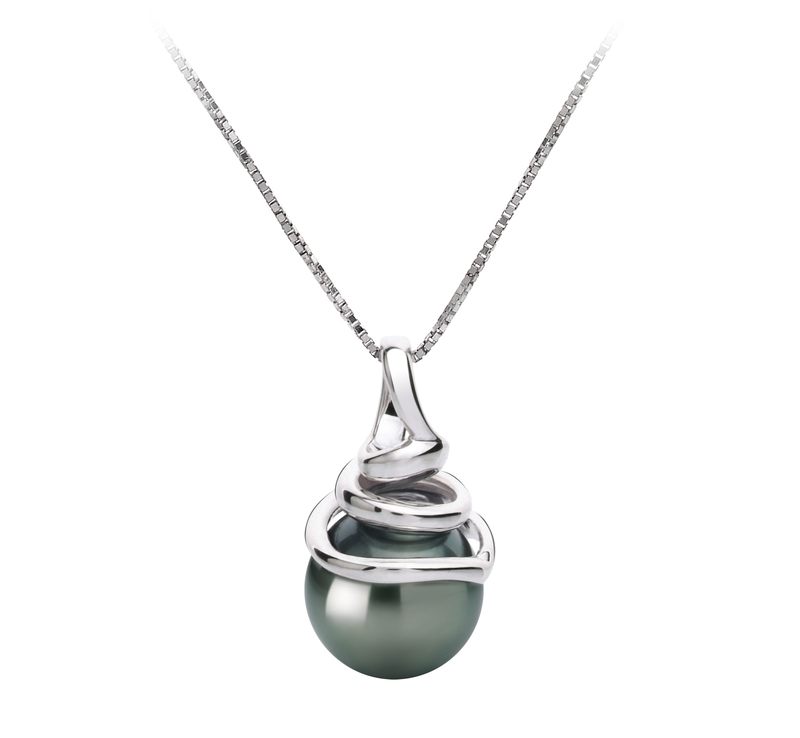 8-9mm AAA Quality Tahitian Cultured Pearl Pendant in Demetria Black - #1