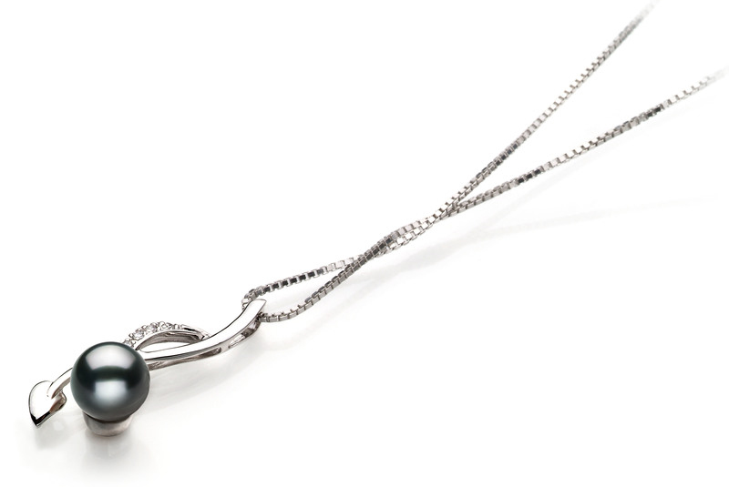 6-7mm AA Quality Japanese Akoya Cultured Pearl Pendant in Diana Black - #3