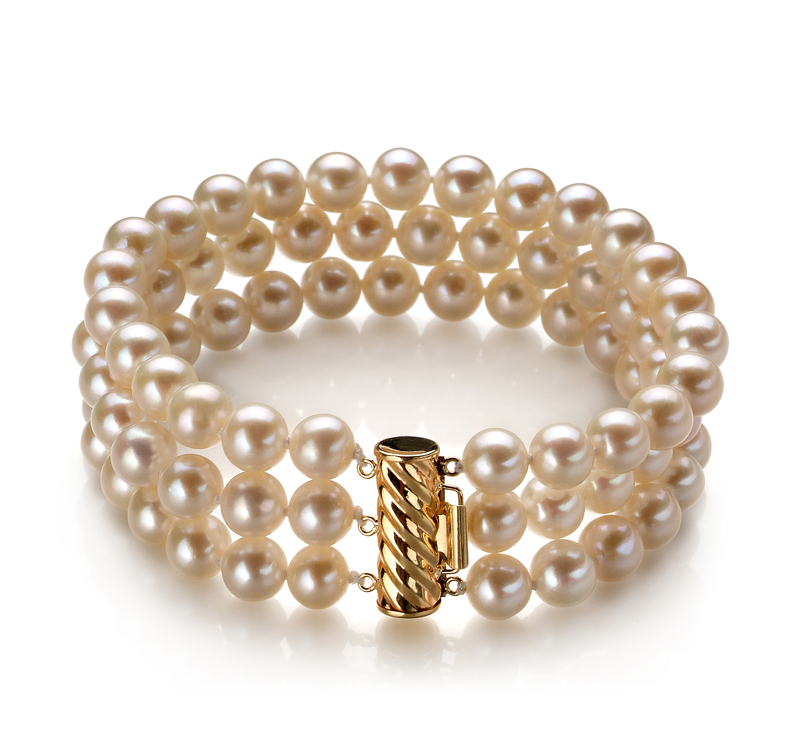 6-7mm AA Quality Freshwater Cultured Pearl Bracelet in Dianna White - #1