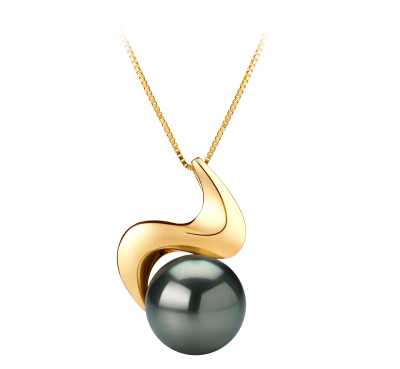 10-10.5mm AAA Quality Tahitian Cultured Pearl Pendant in Dominique Black - #1