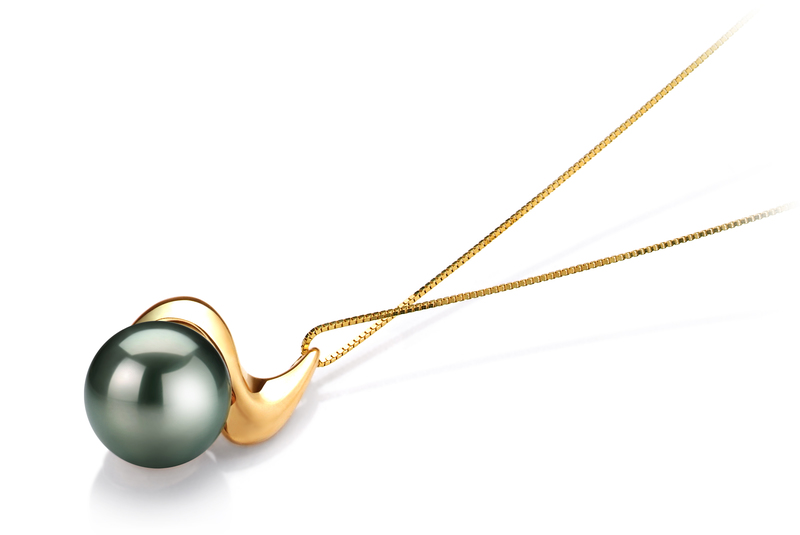 10-10.5mm AAA Quality Tahitian Cultured Pearl Pendant in Dominique Black - #3