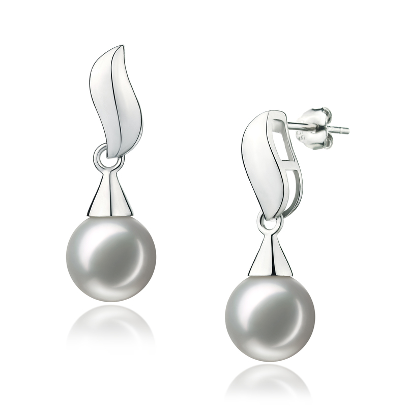 7-8mm AA Quality Japanese Akoya Cultured Pearl Earring Pair in Edith White - #2