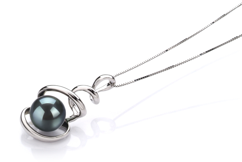 8-9mm AAA Quality Japanese Akoya Cultured Pearl Pendant in Eldova Black - #2