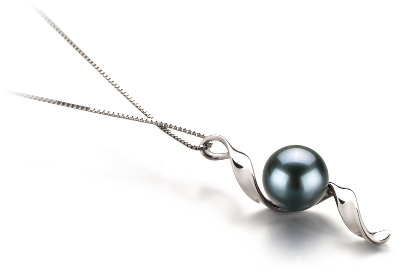 7-8mm AA Quality Japanese Akoya Cultured Pearl Pendant in Elva Black - #2