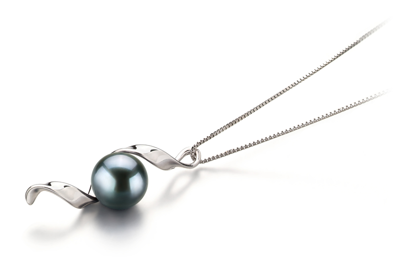 7-8mm AA Quality Japanese Akoya Cultured Pearl Pendant in Elva Black - #3