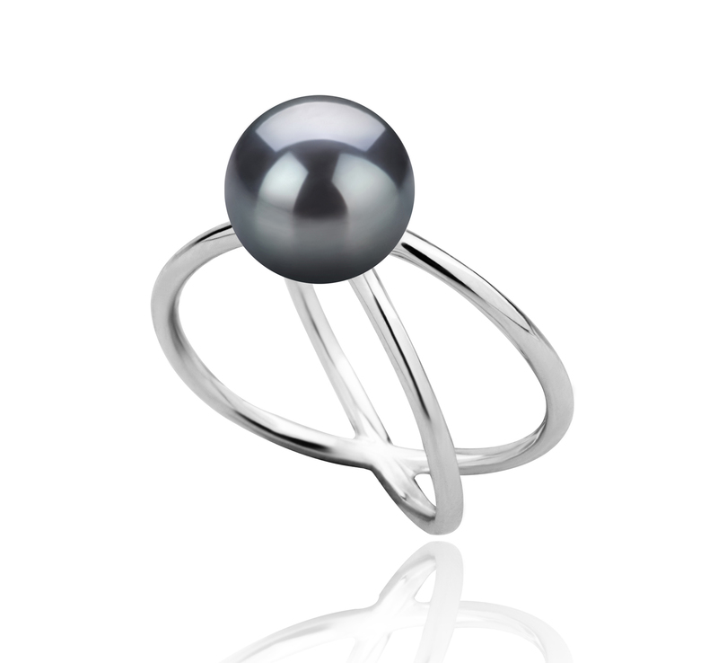 8-9mm AAA Quality Freshwater Cultured Pearl Ring in Esty Black - #2