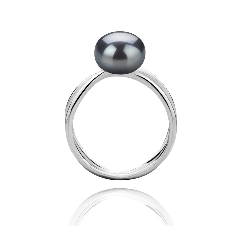8-9mm AAA Quality Freshwater Cultured Pearl Ring in Esty Black - #4
