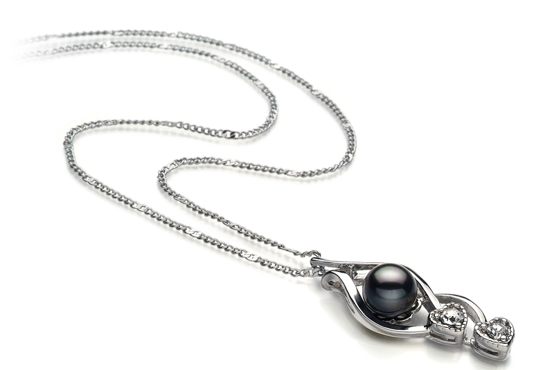 7-8mm AA Quality Freshwater Cultured Pearl Pendant in Eudora Black - #2