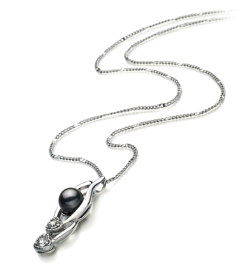 7-8mm AA Quality Freshwater Cultured Pearl Pendant in Eudora Black - #3
