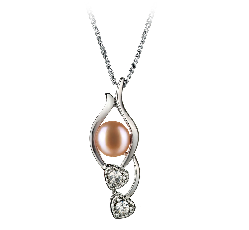 7-8mm AA Quality Freshwater Cultured Pearl Pendant in Eudora Pink - #1