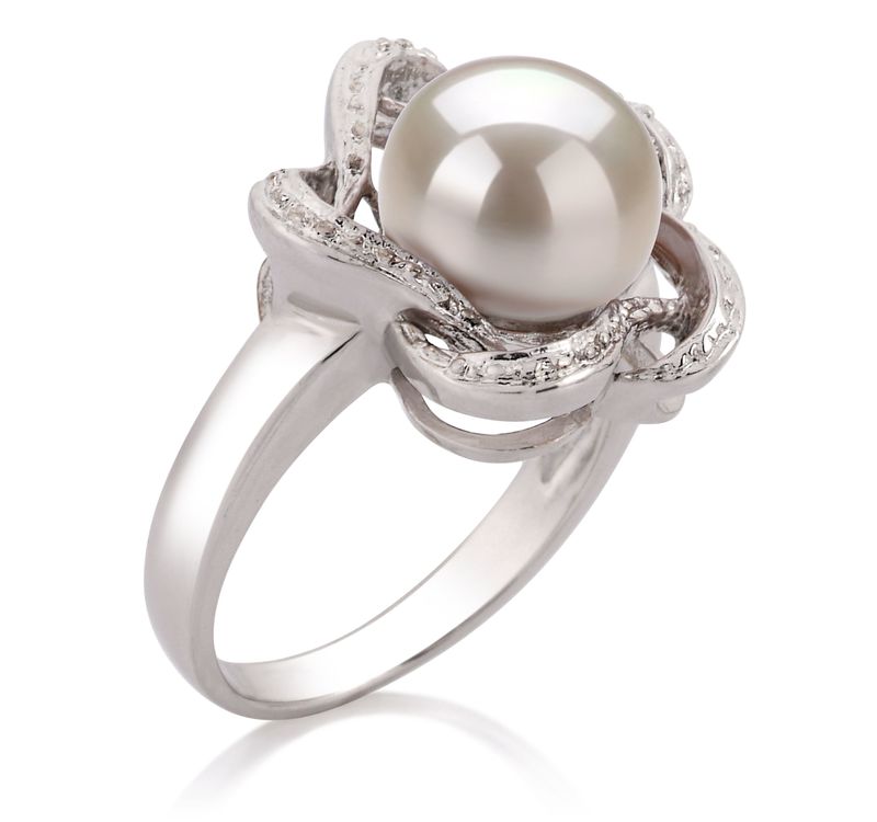 9-10mm AA Quality Freshwater Cultured Pearl Ring in Fiona White - #2