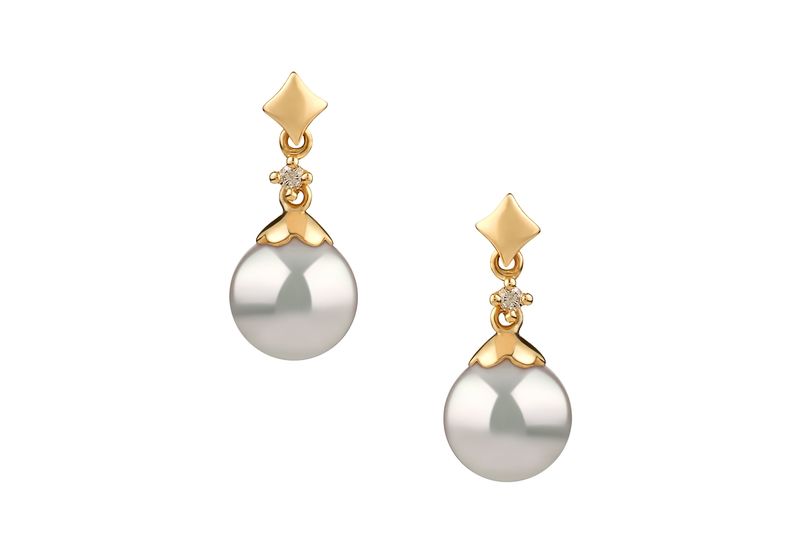 7-8mm AA Quality Japanese Akoya Cultured Pearl Earring Pair in Georgia White - #2