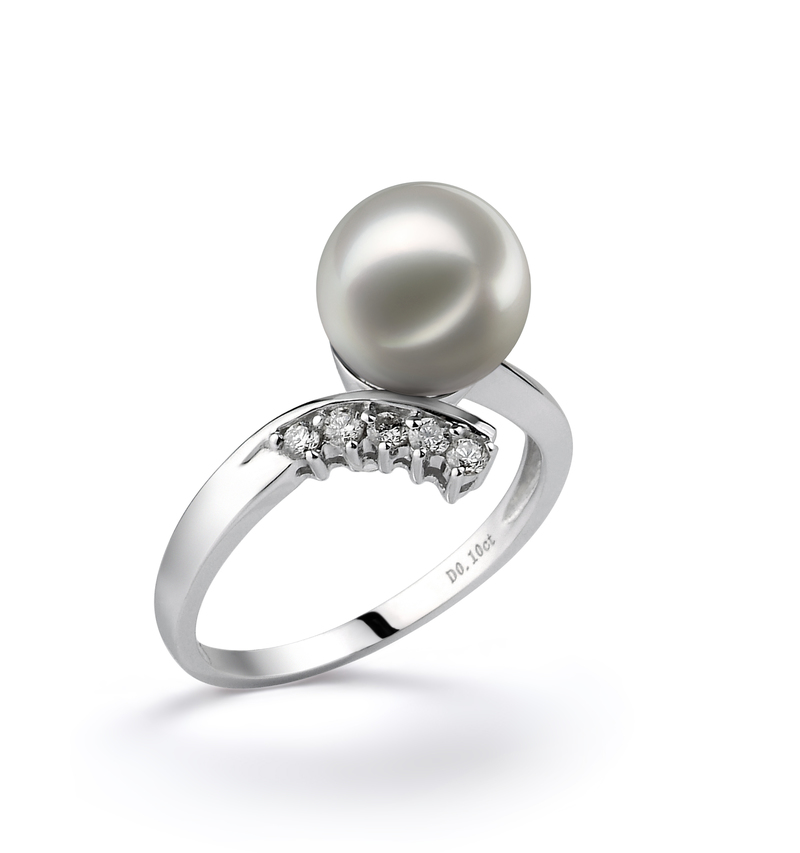 8-9mm AA Quality Japanese Akoya Cultured Pearl Ring in Grace White - #2