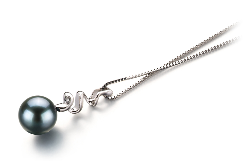 6-7mm AA Quality Japanese Akoya Cultured Pearl Pendant in Greta Black - #3