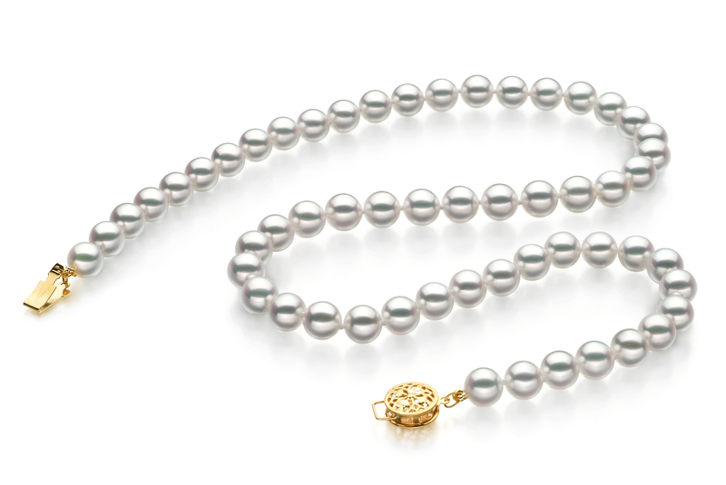 7-7.5mm Hanadama - AAAA Quality Japanese Akoya Cultured Pearl Necklace in Hanadama 23-inch White - #2