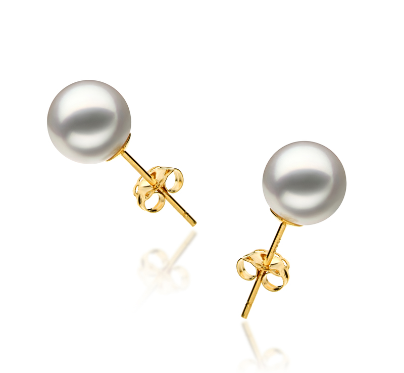 7.5-8mm Hanadama - AAAA Quality Japanese Akoya Cultured Pearl Earring Pair in Hanadama White - #1