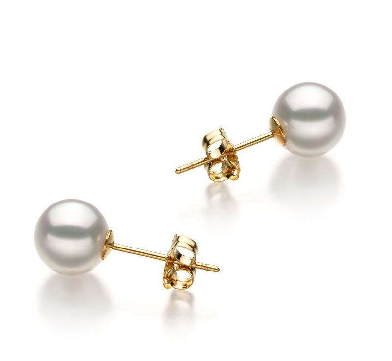 6.5-7mm Hanadama - AAAA Quality Japanese Akoya Cultured Pearl Earring Pair in Hanadama White - #1