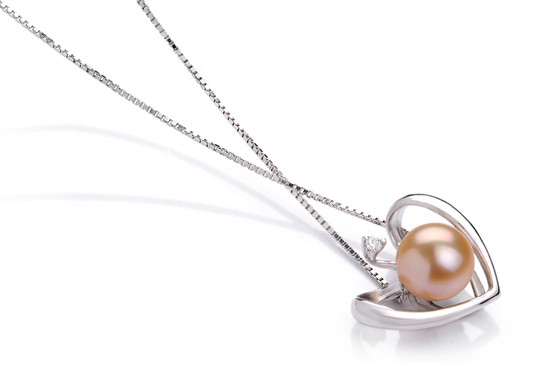 9-10mm AA Quality Freshwater Cultured Pearl Pendant in Heart Pink - #2
