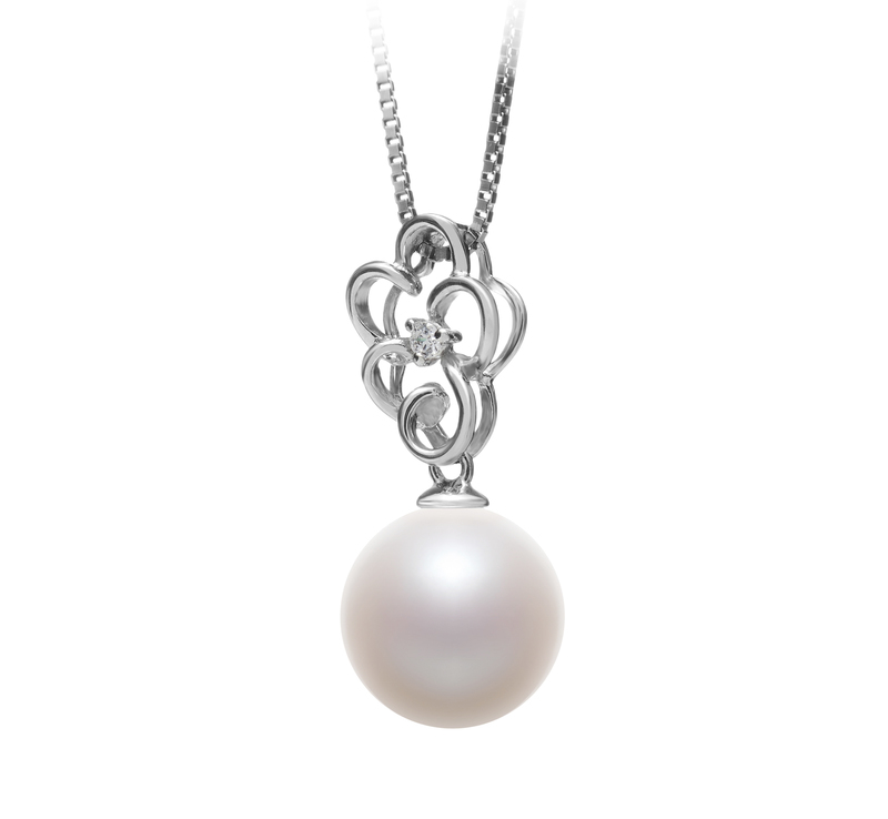 10-11mm AAAA Quality Freshwater Cultured Pearl Pendant in Hilary White - #2