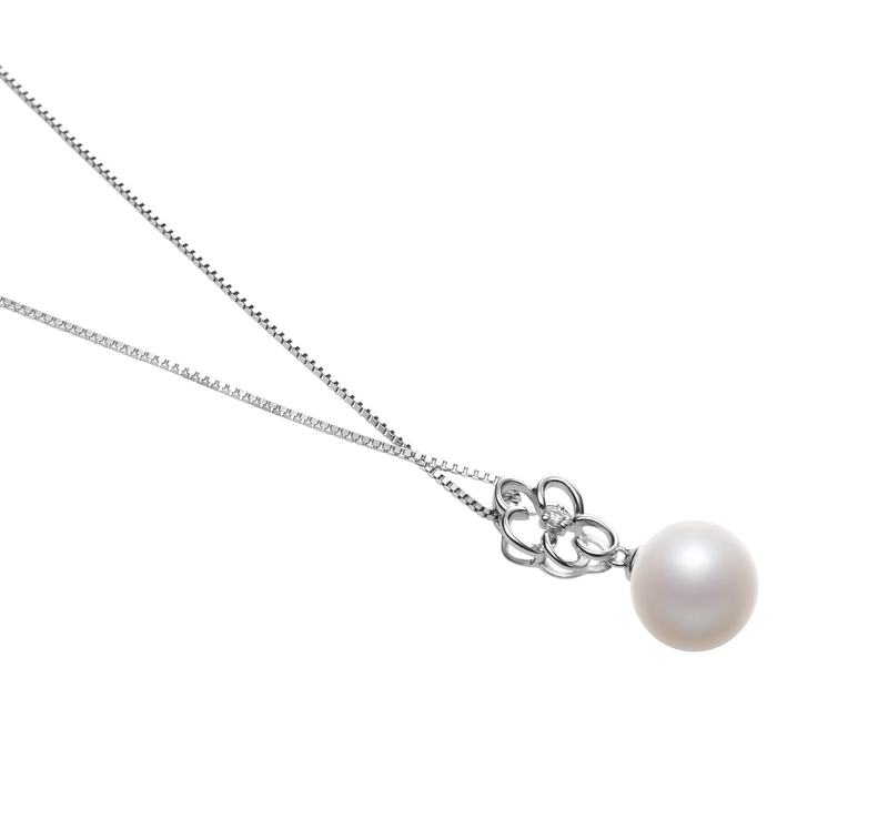 10-11mm AAAA Quality Freshwater Cultured Pearl Pendant in Hilary White - #3