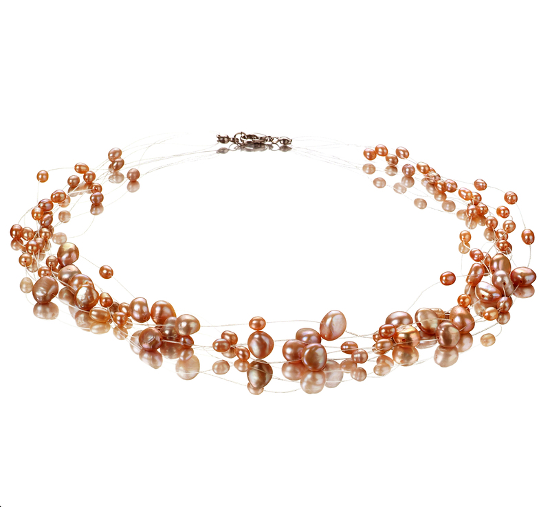 4-8mm A Quality Freshwater Cultured Pearl Necklace in Illusion Pink - #1
