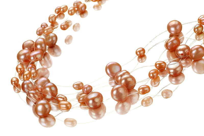 4-8mm A Quality Freshwater Cultured Pearl Necklace in Illusion Pink - #2