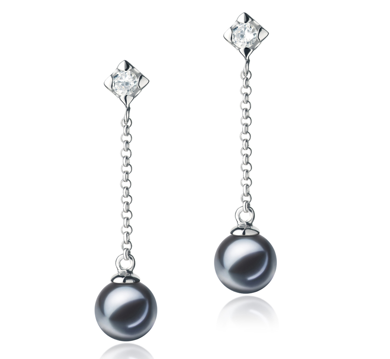 6-7mm AAAA Quality Freshwater Cultured Pearl Earring Pair in Ingrid Black - #1