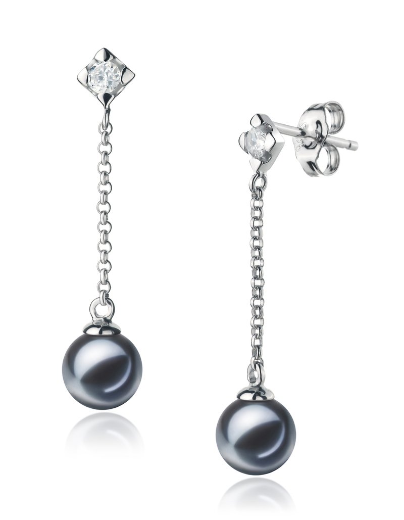 6-7mm AAAA Quality Freshwater Cultured Pearl Earring Pair in Ingrid Black - #2