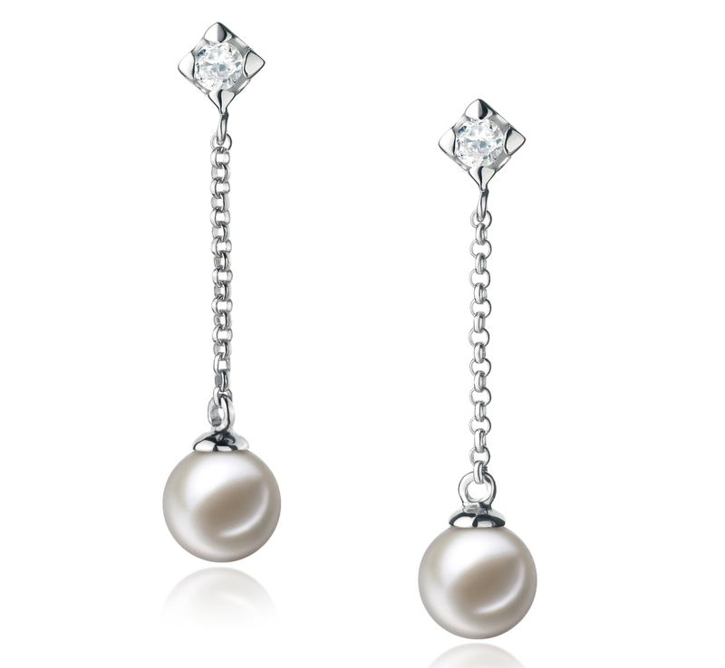 6-7mm AAAA Quality Freshwater Cultured Pearl Earring Pair in Ingrid White - #1