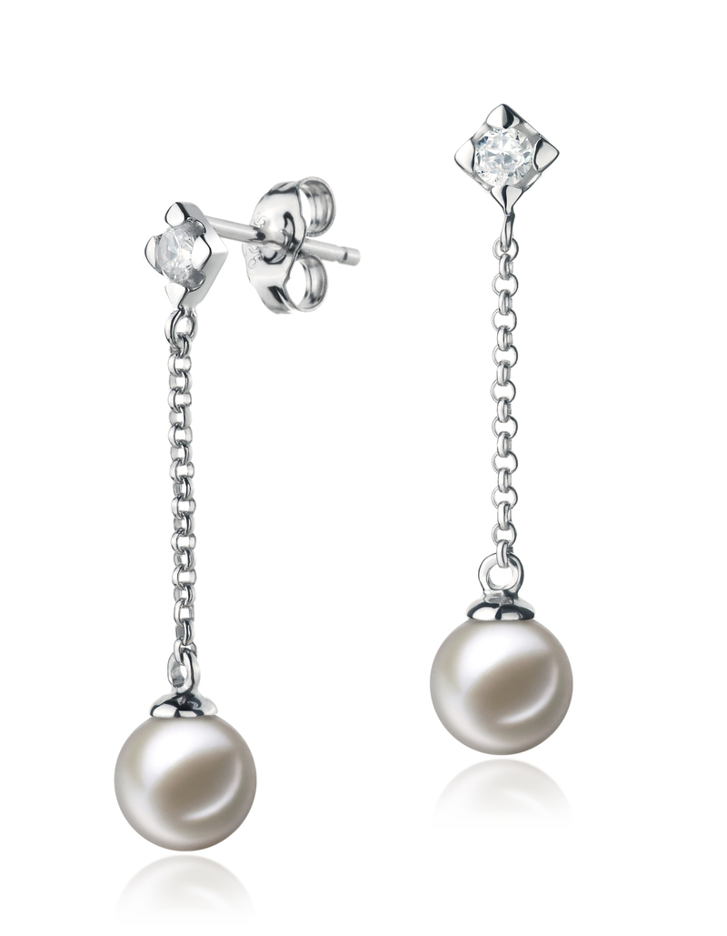 6-7mm AAAA Quality Freshwater Cultured Pearl Earring Pair in Ingrid White - #2