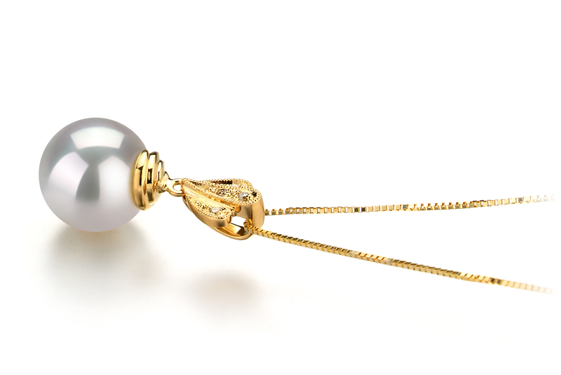 10-11mm AAA Quality South Sea Cultured Pearl Pendant in Ivana White - #2