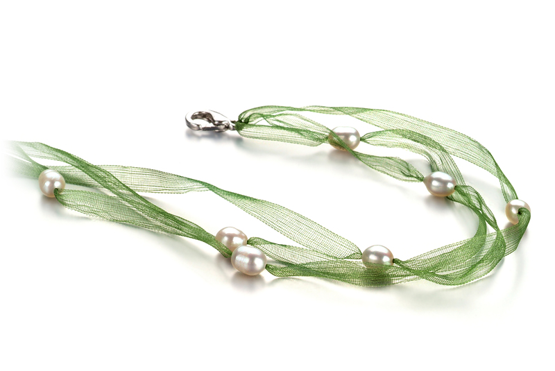 5-6mm A Quality Freshwater Cultured Pearl Necklace in Jasmine White - #2