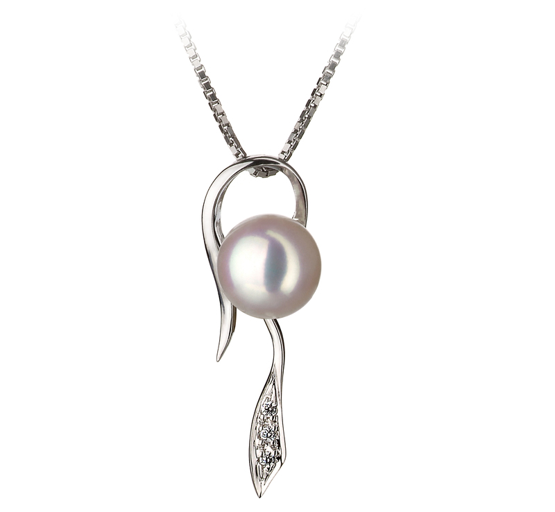7-8mm AA Quality Japanese Akoya Cultured Pearl Pendant in Jennifer White - #1