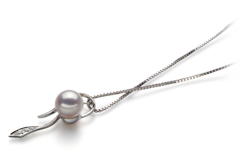 7-8mm AA Quality Japanese Akoya Cultured Pearl Pendant in Jennifer White - #2