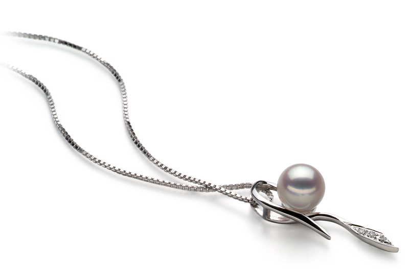 7-8mm AA Quality Japanese Akoya Cultured Pearl Pendant in Jennifer White - #3