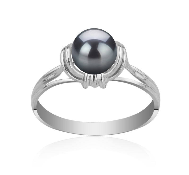 6-7mm AAAA Quality Freshwater Cultured Pearl Ring in Joy Black - #1