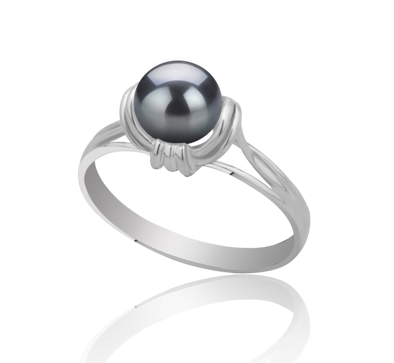 6-7mm AAAA Quality Freshwater Cultured Pearl Ring in Joy Black - #3
