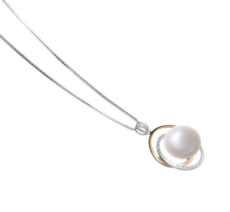 12-13mm AA Quality Freshwater Cultured Pearl Pendant in Judith White - #3