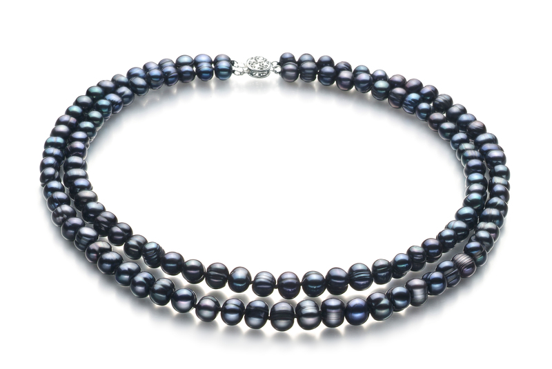 6-7mm A Quality Freshwater Cultured Pearl Set in Julika Black - #2