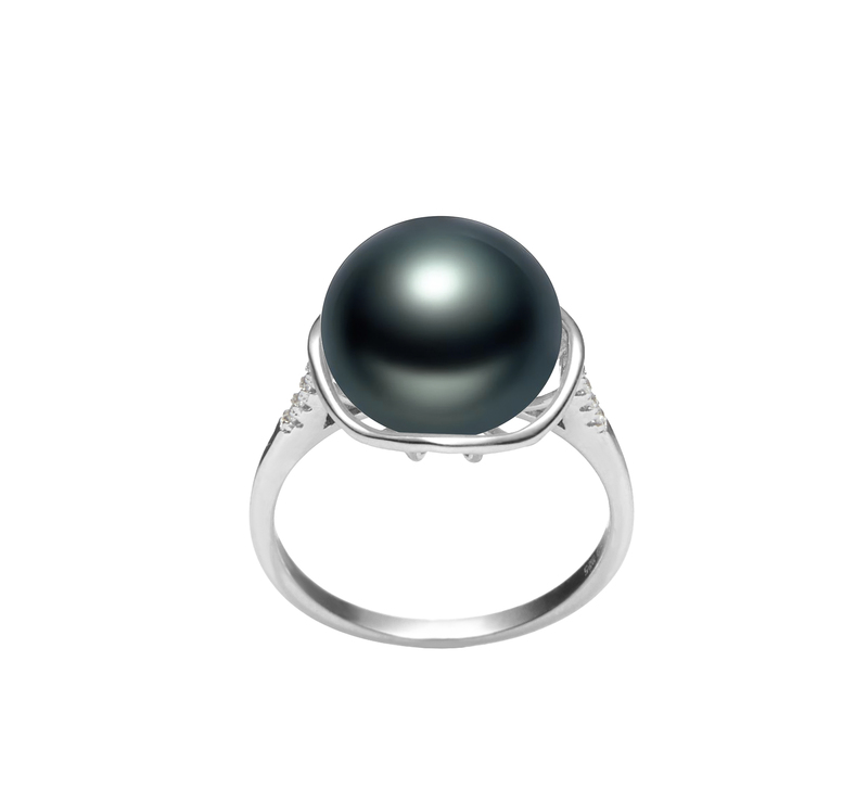 11-12mm AAA Quality Freshwater Cultured Pearl Ring in Kalina Black - #1