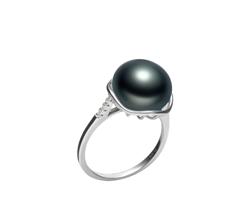 11-12mm AAA Quality Freshwater Cultured Pearl Ring in Kalina Black - #2