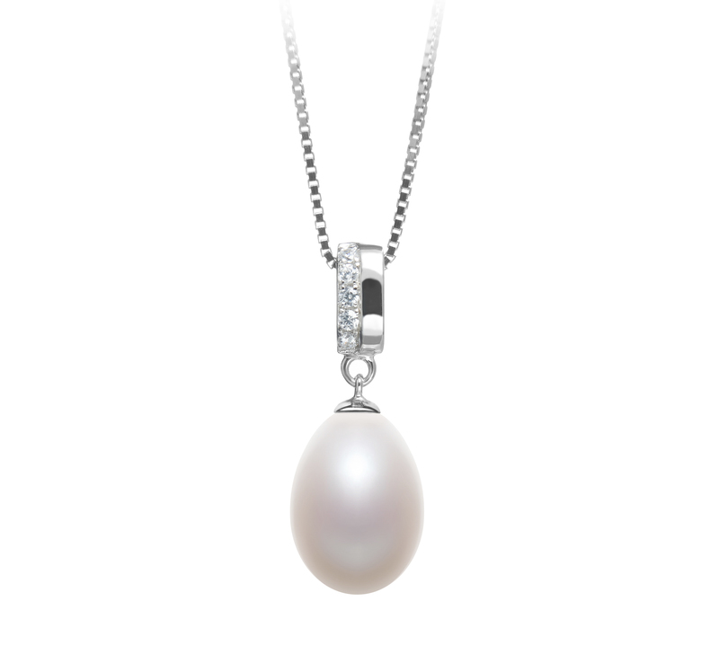 10-11mm AA - Drop Quality Freshwater Cultured Pearl Pendant in Karley White - #1