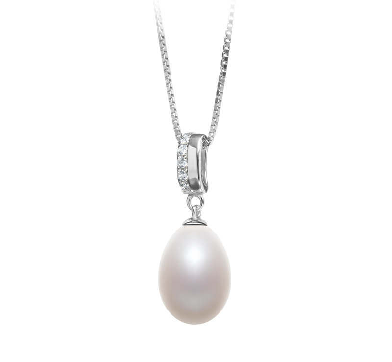 10-11mm AA - Drop Quality Freshwater Cultured Pearl Pendant in Karley White - #2