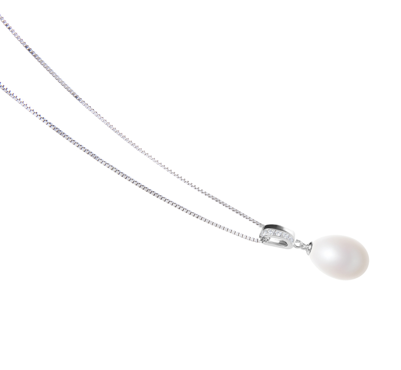 10-11mm AA - Drop Quality Freshwater Cultured Pearl Pendant in Karley White - #3
