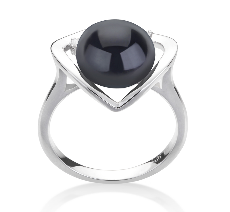 7-10mm AA Quality Freshwater Cultured Pearl Set in Katie Heart Black - #4
