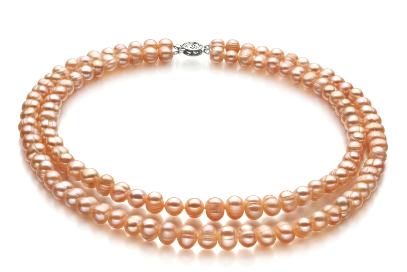 6-7mm A Quality Freshwater Cultured Pearl Set in Kayra Pink - #2